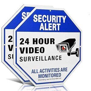 2-Pack Security Camera Sign Video Surveillance Outdoor UV Yard Safety Protection